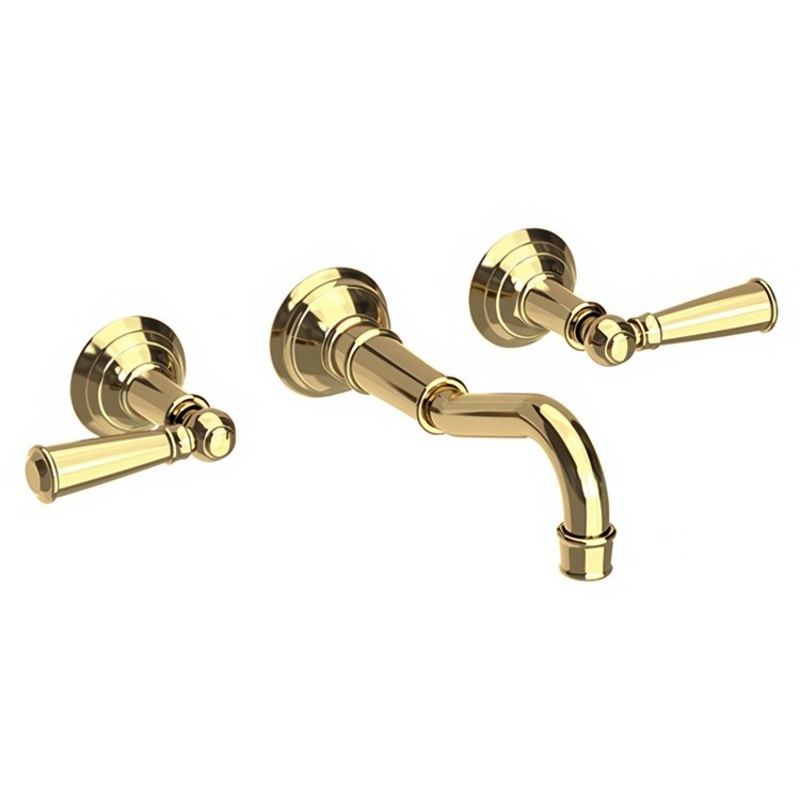 Lavatory Trim Jacobean Wall Mount 2 Lever Polished Brass Uncoated Living ADA Low Arc 1.2 Gallons per Minute