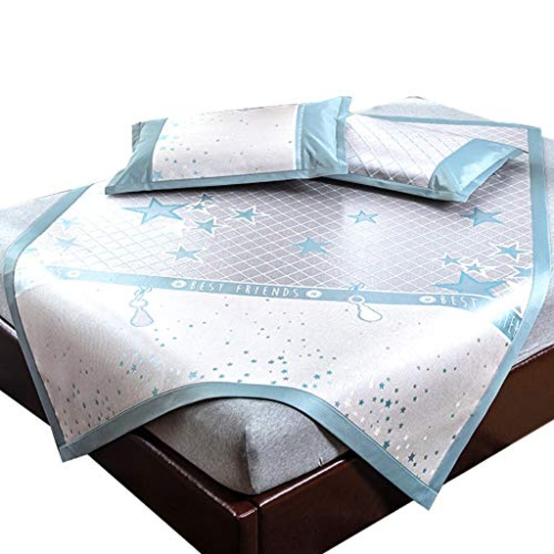 Materassino in Seta di Ghiaccio, 600D Ice Silk e 3D Maglia Traspirante, Rinfrescante e Confortevole Letto Matrimoniale, Lavabile (Color : F, Size : 1.21.95m)