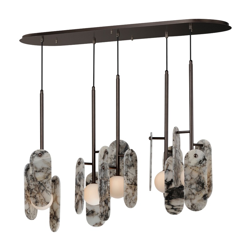 Megalith 5-Light LED Pendant Brushed Bronze Striae Arya