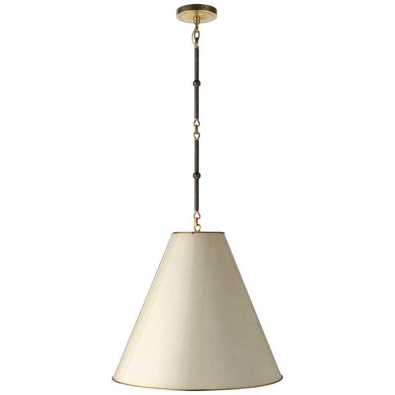 One Light Pendant from the Goodman Collection in Bronze With Antique Brass Finish by Visual Comfort Signature