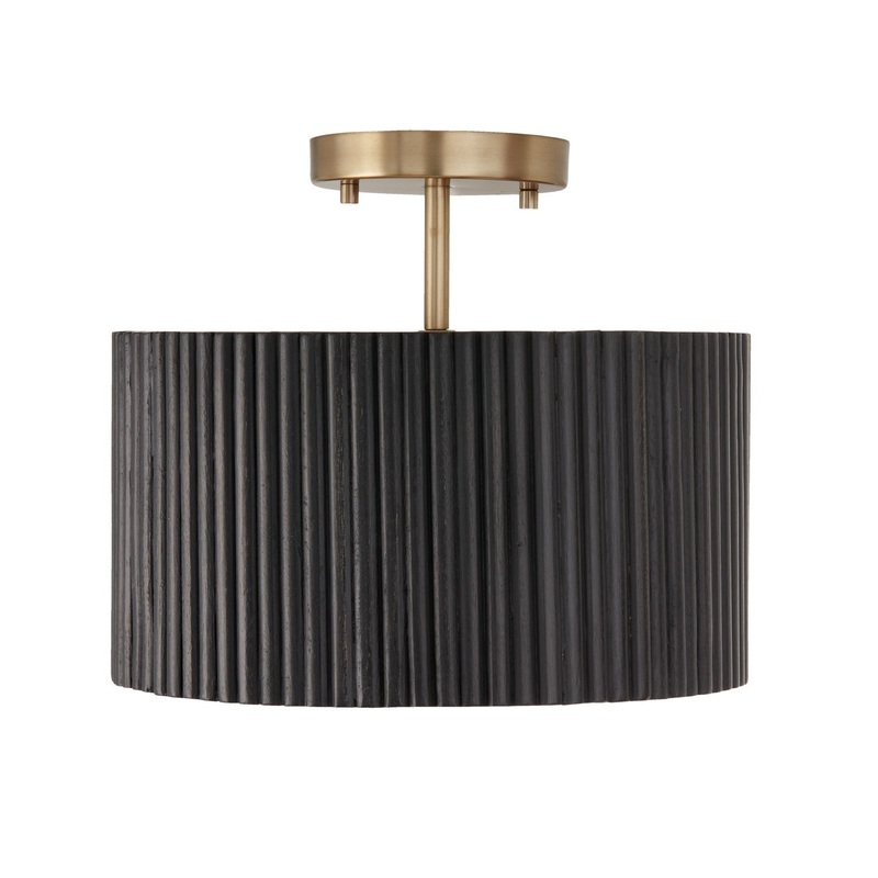 One Light Semi-Flush Mount from the Donovan Collection in Black Stain and Matte Brass Finish by Capital Lighting