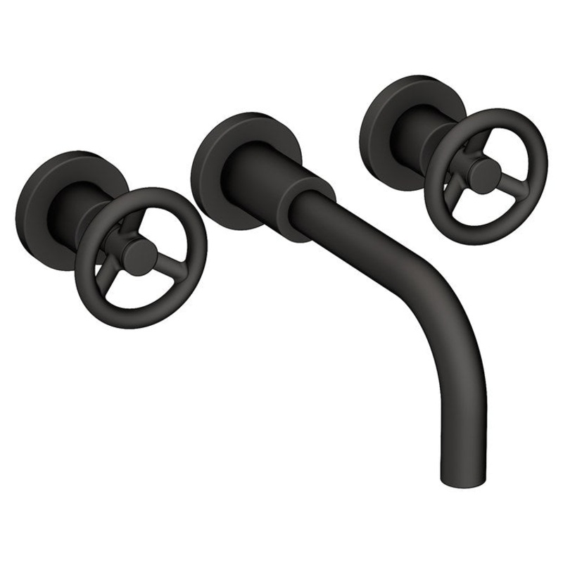 Slater Two Handle Wall-Mount Bathroom Faucet – Flat Black