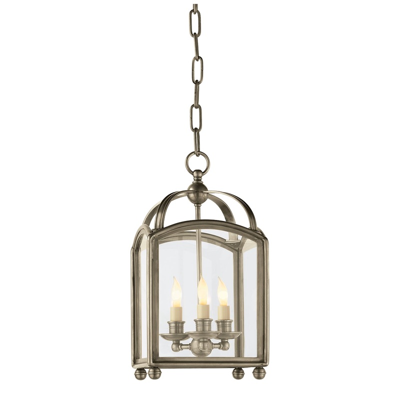 Three Light Lantern from the Arch Top Collection in Antique Nickel Finish by Visual Comfort Signature
