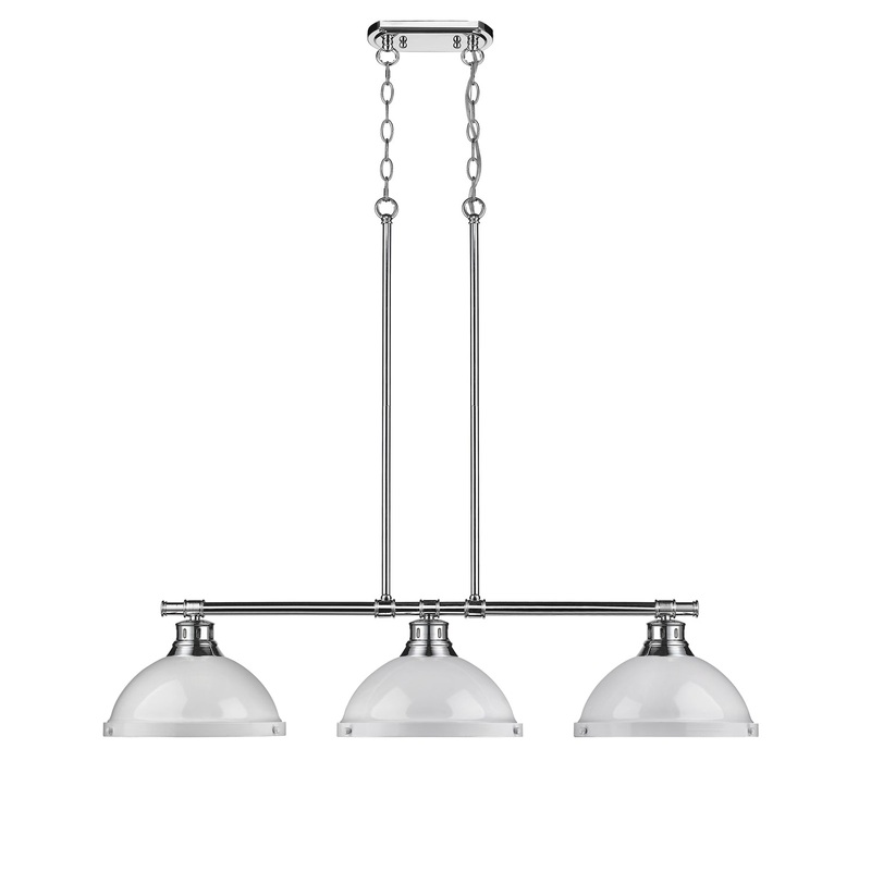 Three Light Linear Pendant from the Duncan Collection in Chrome Finish by Golden