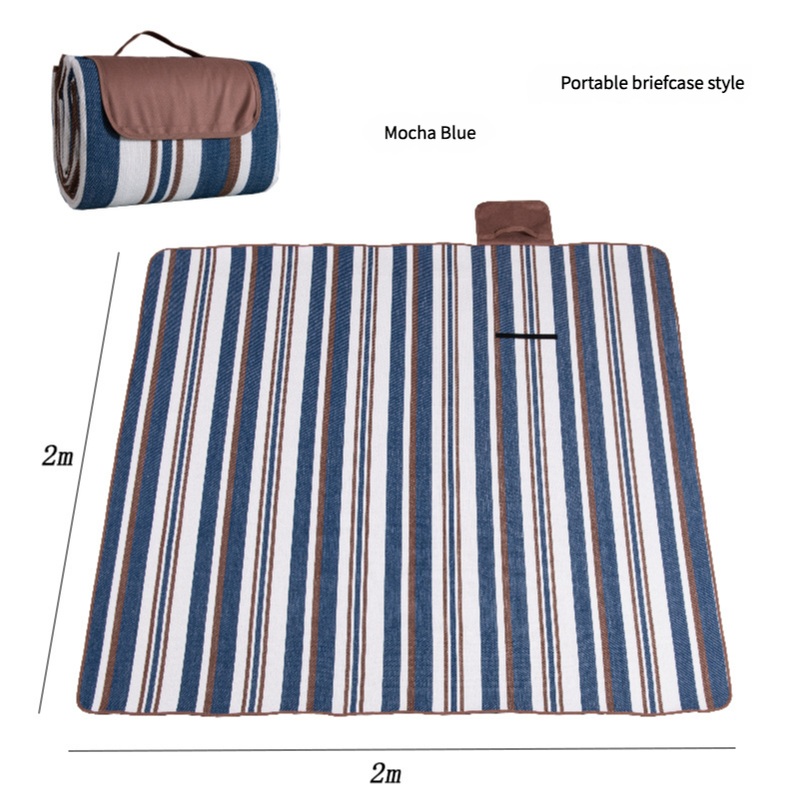 Waterproof Foldable Picnic Blanket with Handle – 2x2m Mocha Blue