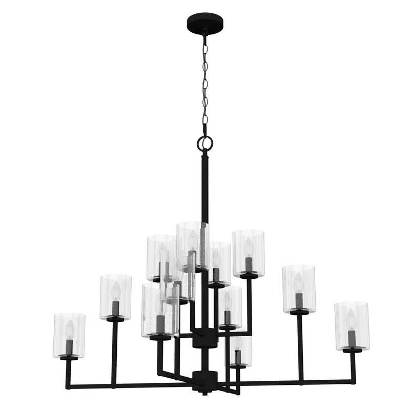 12 Light Chandelier from the Kerrison Collection in Natural Black Iron Finish by Hunter