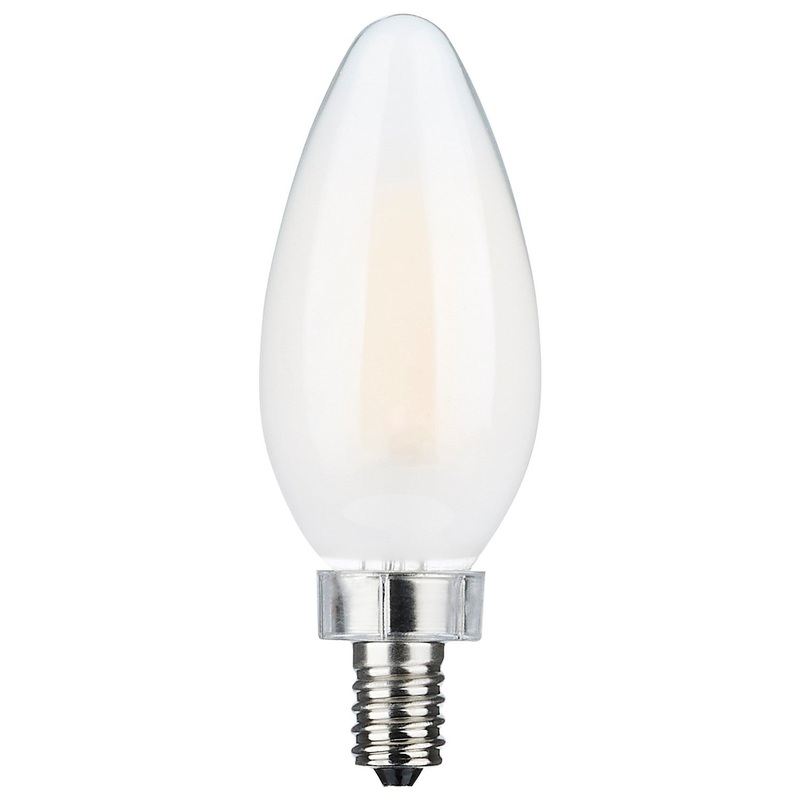 8 Watt C11 LED – Frosted Finish – Candelabra Base – 3000K – 90 CRI – 800 Lumens – 120 Volt Light Bulb by Satco