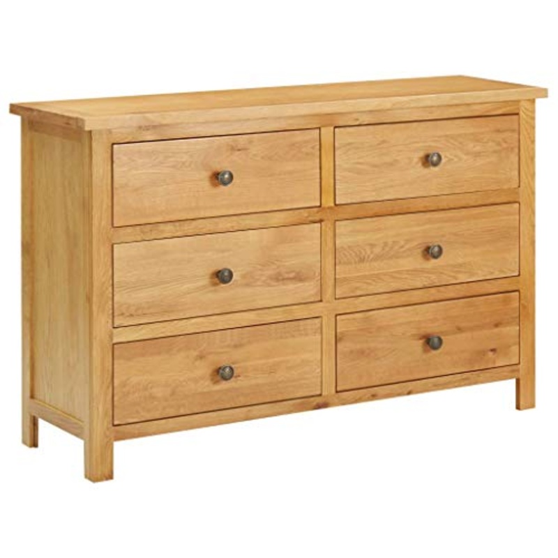 Ausla Cassettiera multiuso con 6 cassetti per camera da letto, mobiletto per camera da letto, armadietto in Legno Massello di Rovere, 105 x 33,5 x 73 cm
