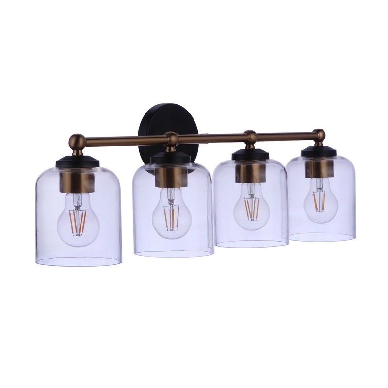 Craftmade 18726FBSB4 Coppa Four Light Vanity Flat Black/Satin Brass