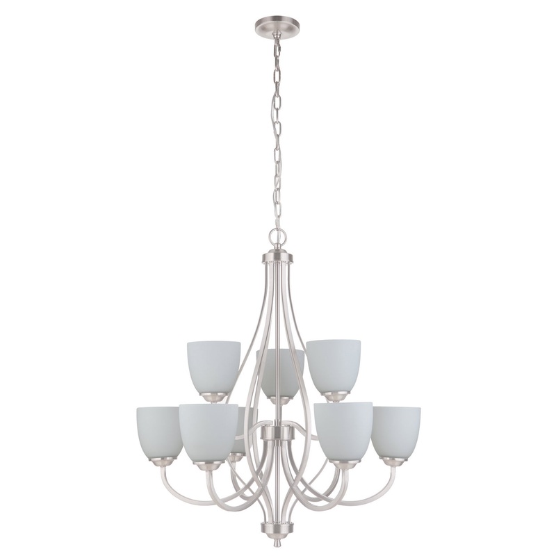 Craftmade 49929-BNK-WG Serene Nine Light Chandelier Brushed Polished Nickel (Discontinued)