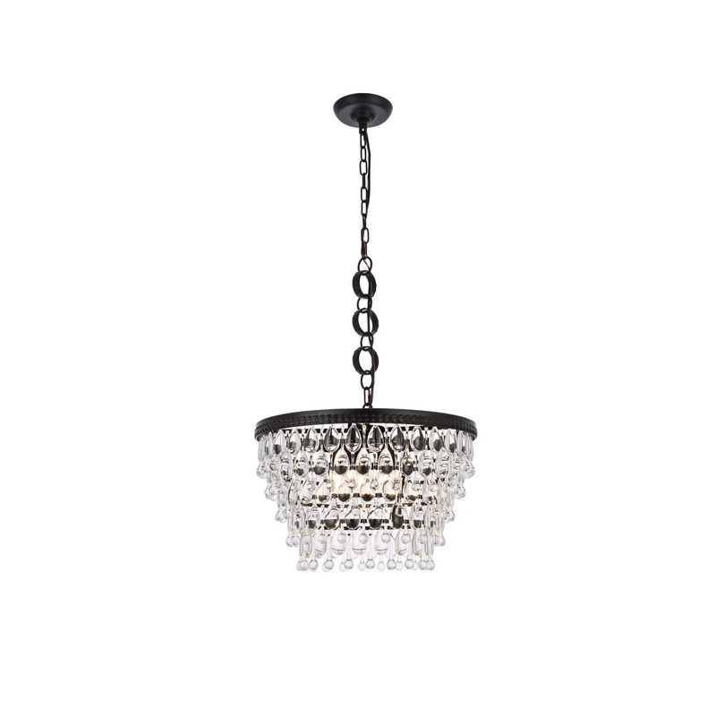 Five Light Pendant from the Nordic Collection in Black And Clear Finish by Elegant Lighting