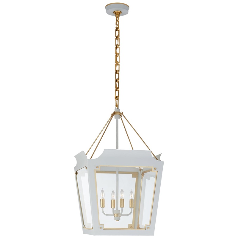 Four Light Lantern from the Caddo Collection in Soft White With Gild Finish by Visual Comfort Signature