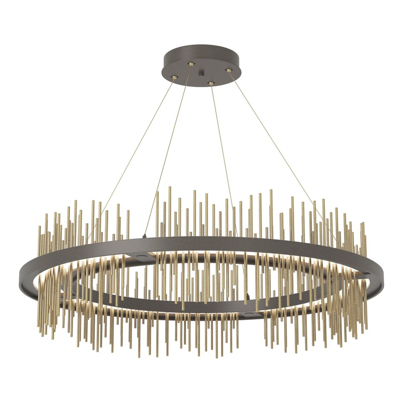 Gossamer Circular LED Pendant Dark Smoke Modern Brass