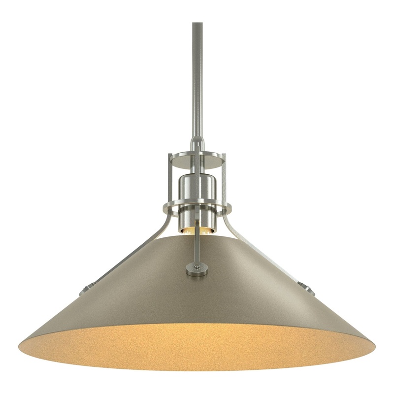 Henry Medium Steel Shade Pendant Sterling Soft Gold