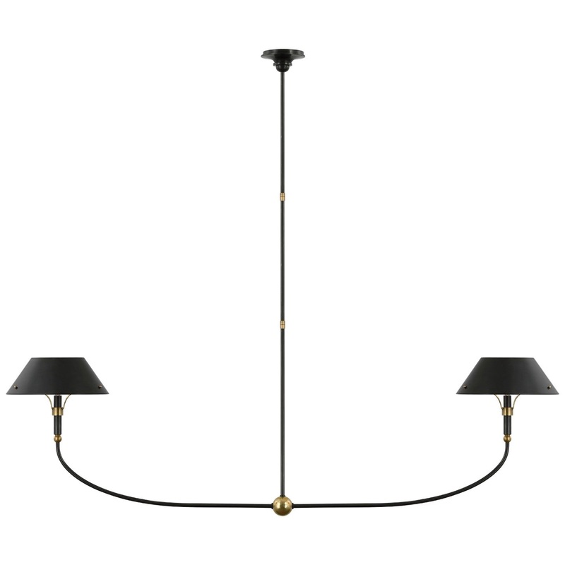LED Linear Chandelier from the Turlington Collection in Bronze And Hand-Rubbed Antique Brass Finish by Visual Comfort Signature