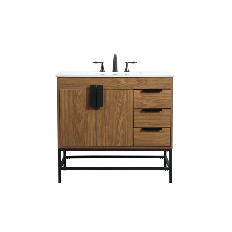 Single Bathroom Vanity from the Eugene Collection in Walnut Brown Finish by Elegant Lighting