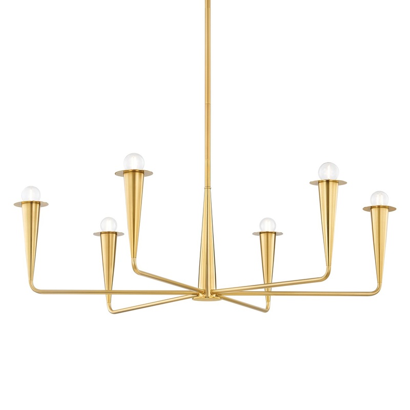 Six Light Chandelier from the Danna Collection in Aged Brass Finish by Mitzi