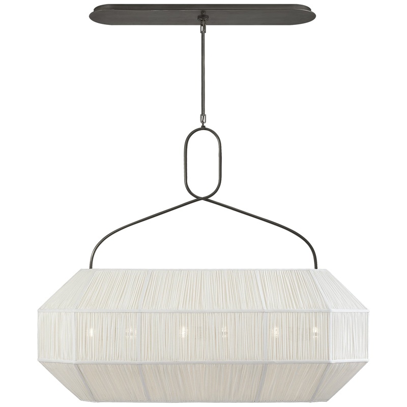 Six Light Linear Chandelier from the Forza Collection in Bronze Finish by Visual Comfort Signature