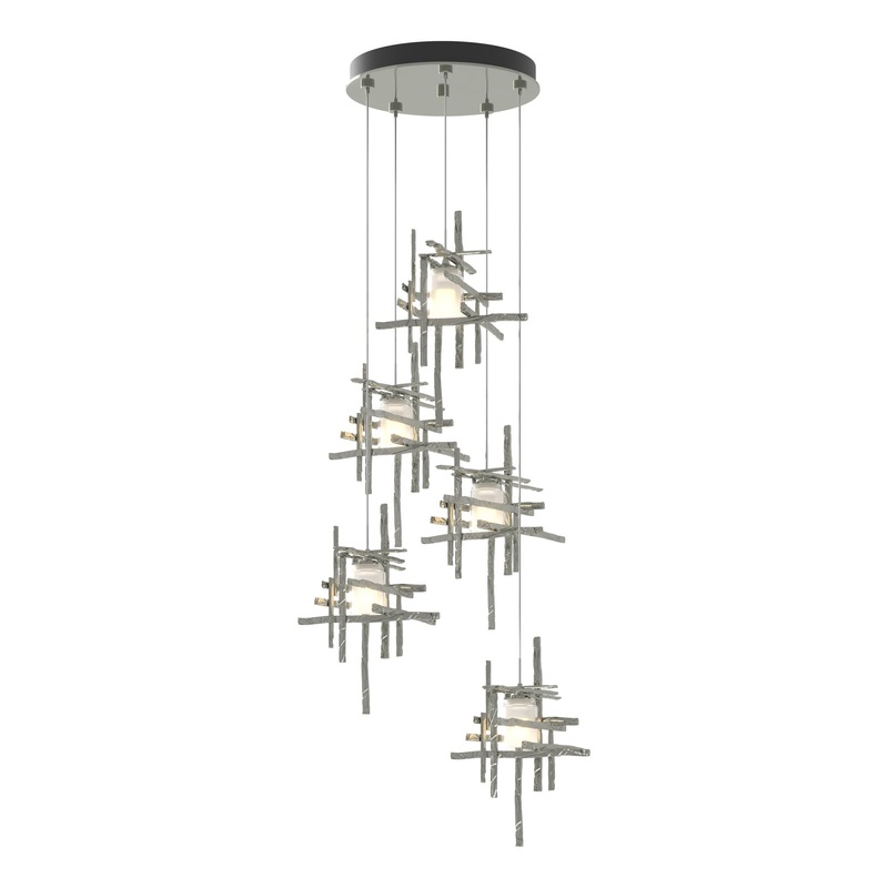 Tura 5-Light Frosted Glass Pendant Sterling