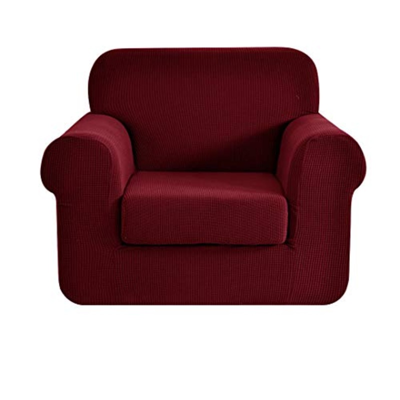 Ebeta 2-Pezzi Copridivano Copripoltrona Jacquard, Fodere copridivano coprisedia, Elasticizzato Sofa Cover Coprisof Poltrona 1 Posto (Vino Rosso, 85-115 cm)