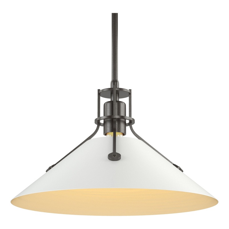 Henry Medium Steel Shade Pendant Oil Rubbed Bronze White