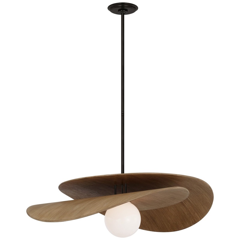 LED Pendant from the Mahalo Collection in Bronze And Natural Oak Finish by Visual Comfort Signature