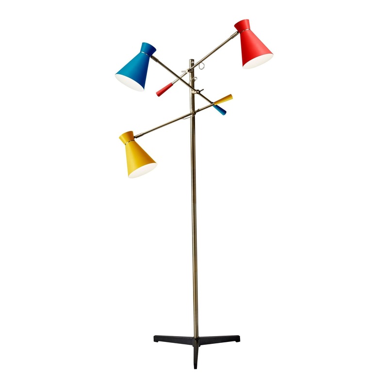 Lyle 3-Arm Floor Lamp Antique Brass and Multi