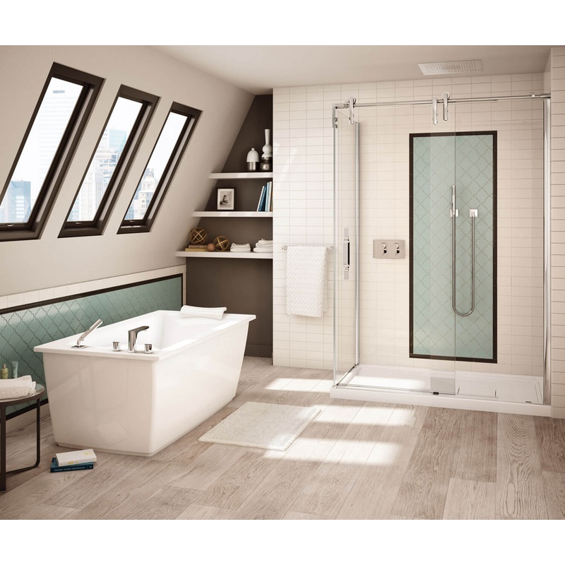 MAAX 105571-055-001-100 Optik 6032 F Acrylic Freestanding End Drain Aerofeel Bathtub in White with White Skirt