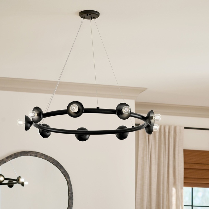 Nine Light Chandelier from the Palta Collection in Black Finish by Kichler