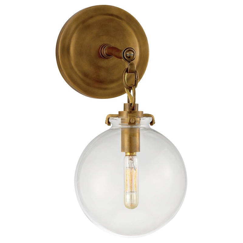 One Light Wall Sconce from the Katie Globe Collection in Hand-Rubbed Antique Brass Finish by Visual Comfort Signature