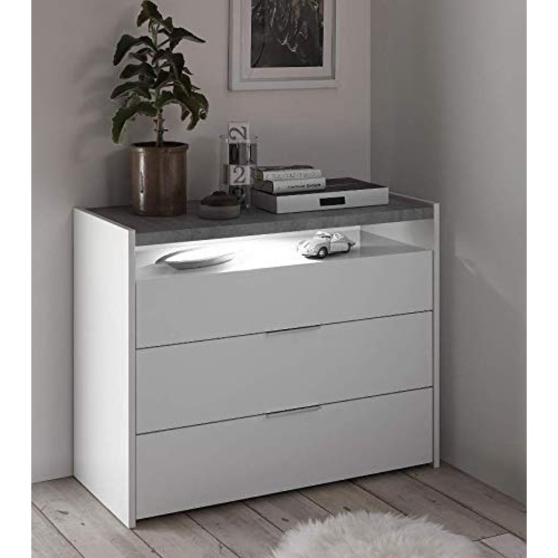 Stilprojectstore Com 3 Cassetti – Full – Bianco Opaco/Cemento
