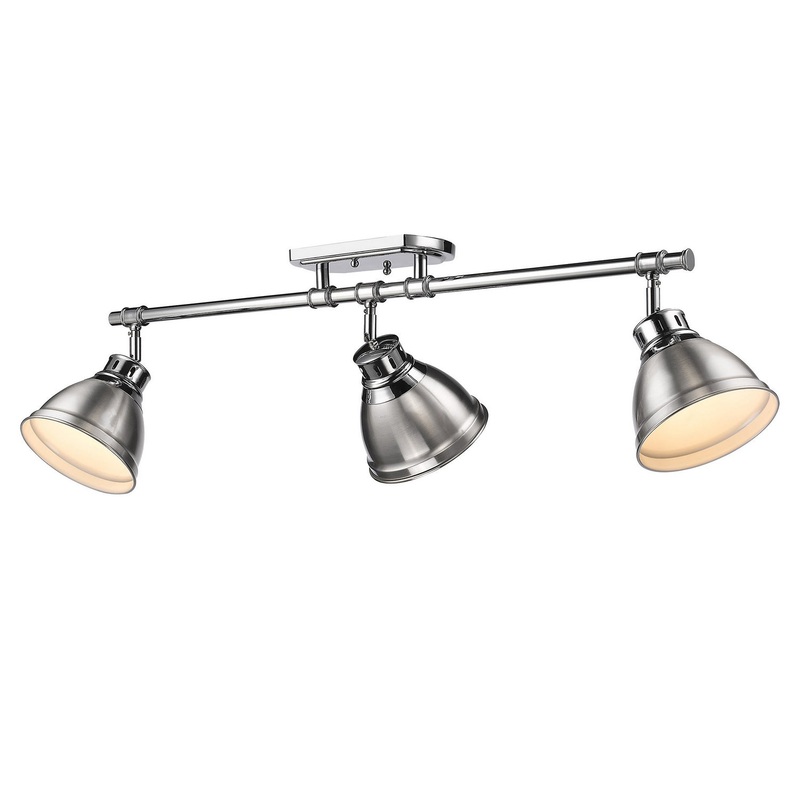 Three Light Semi-Flush Mount from the Duncan Collection in Chrome Finish by Golden