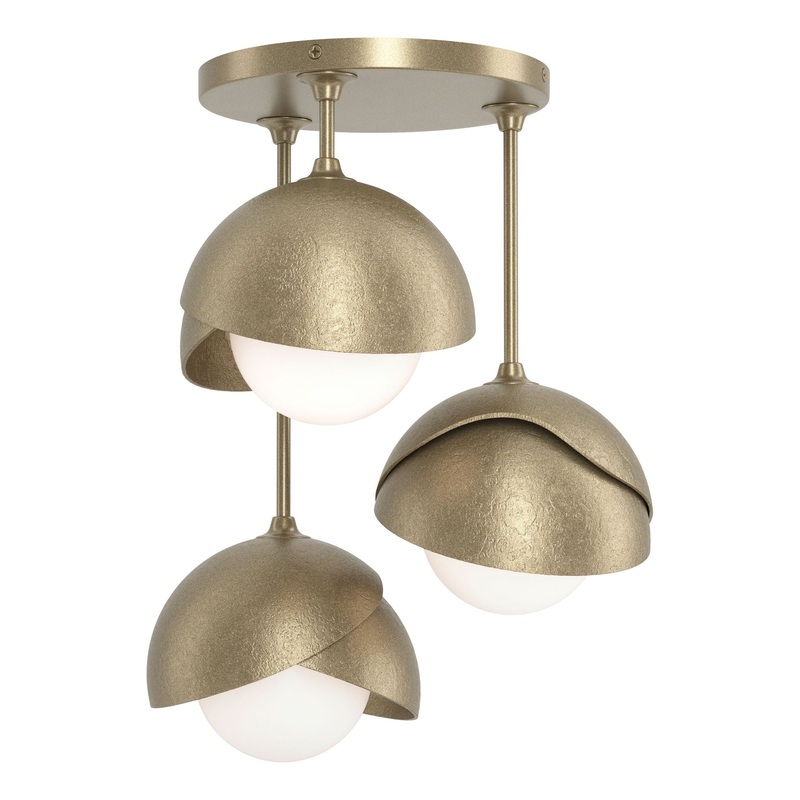 Brooklyn 3-Light Double Shade Semi-Flush Soft Gold Soft Gold