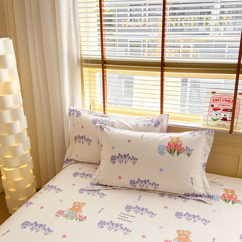 Coco Bear 100% Cotton Pillowcase Set (Pack of 2) – Breathable Standard Size 48x74cm Pure Cotton Pillow Covers