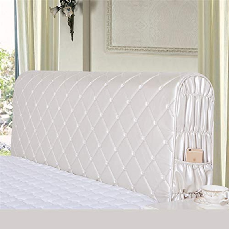 Copri Testata All-Inclusive In Pelle Stile Europeo. Schienale Trapuntato Trapuntato,White-1.8m