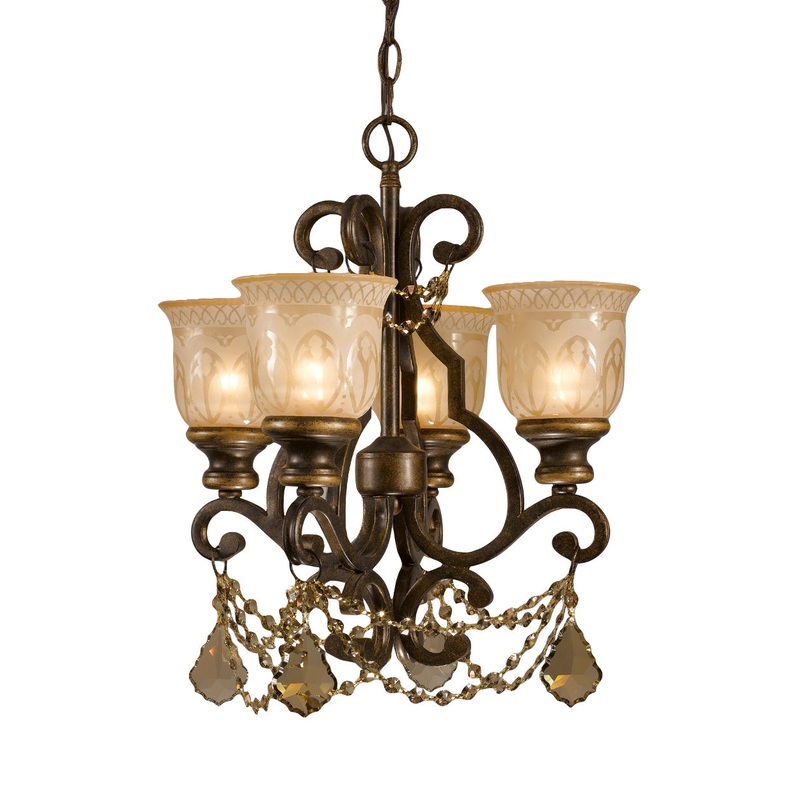 Crystorama 7504-BU-GT-MWP Norwalk Four Light Mini Chandelier Bronze Umber