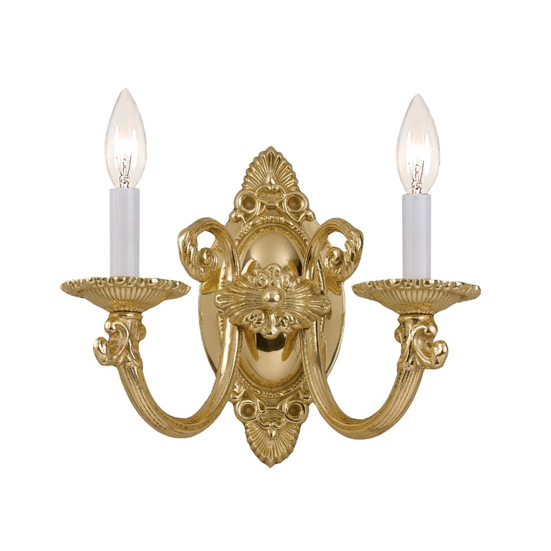 Crystorama 9112-PB Arlington Two Light Wall Sconce Polished Brass (Discontinued)