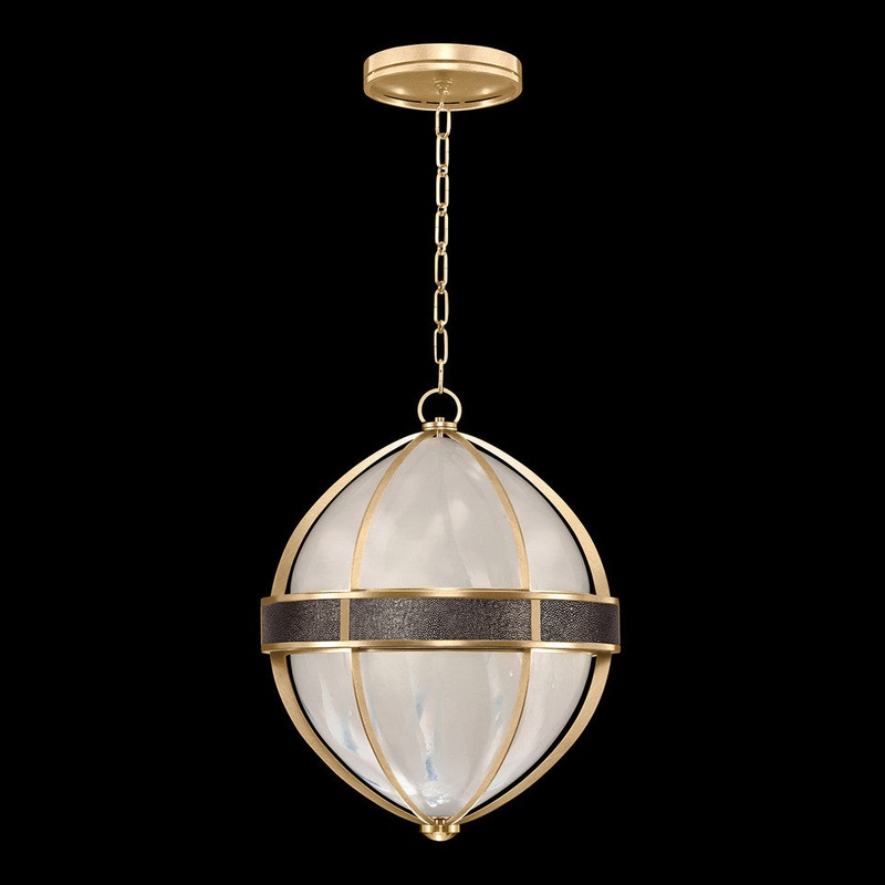 Mirage 18.75″W Round Pendant Gold Leaf/Brass/Pebble