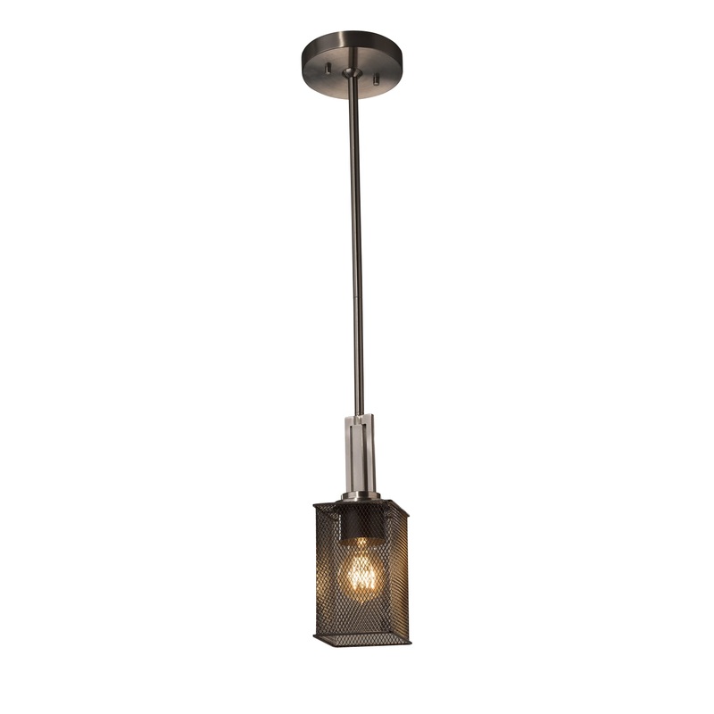 One Light Pendant from the Wire Mesh Collection in Brushed Nickel Finish by Justice Designs
