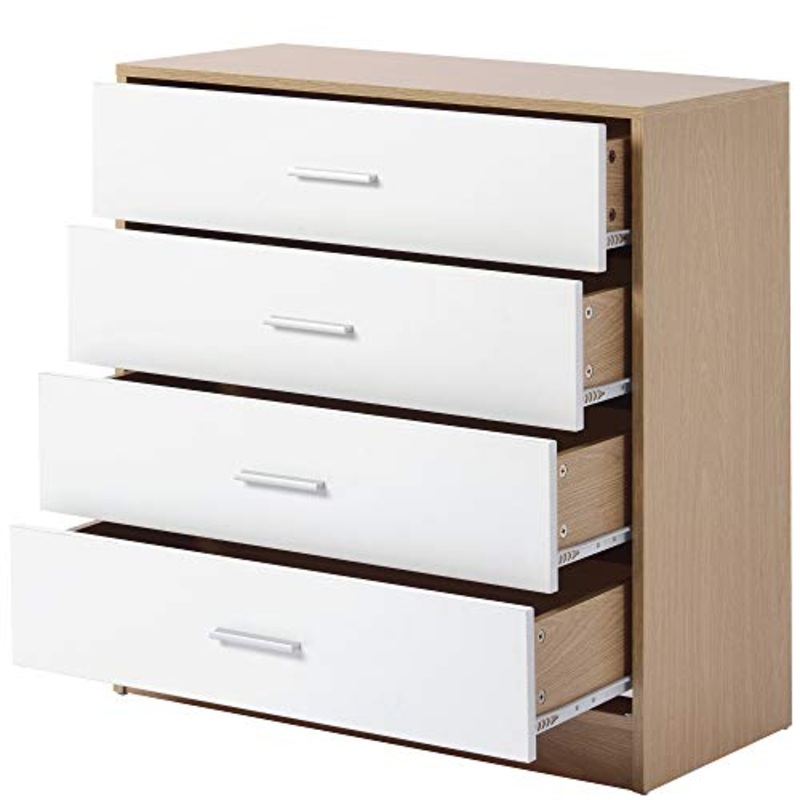 Q-HL Comodino Cadadommetto con Cassetti Comodino con Backplane Solido Unico per La Camera da Letto Soggiorno – Bianco