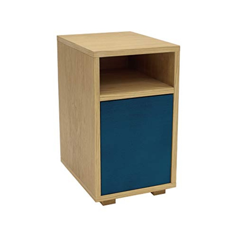 Ragaba Comodino slim  con armadio  Economico  Montaggio semplice  30 x 40 cm  FSC Legno  Blu petrolio