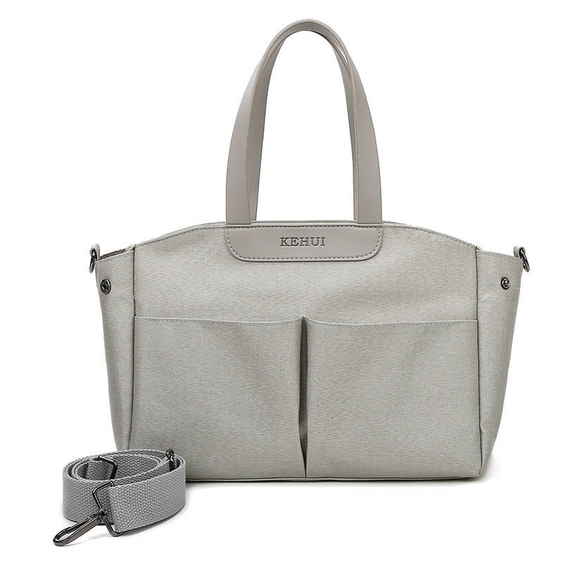 Size Small Grey Stylish Multi-Function Diaper Bag – Insulated Tote with Shoulder Strap for Baby Essentials
