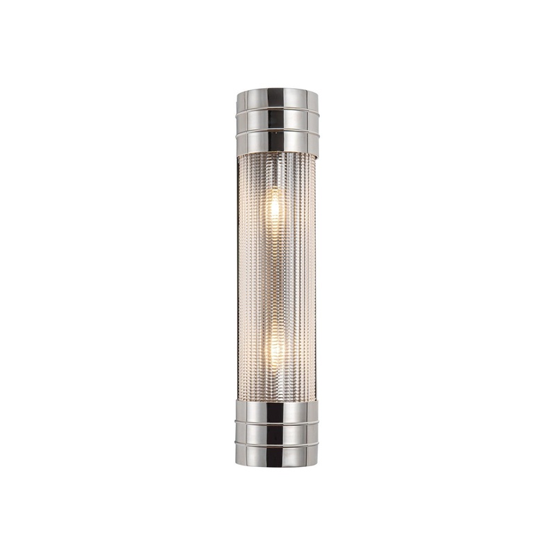 Two Light Vanity from the Willard Collection in Polished Nickel/Clear Prismatic Glass Finish by Alora