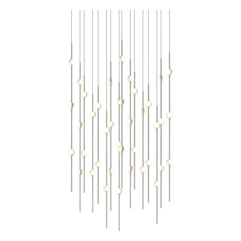 Aries 24″ Square LED Pendant Satin Nickel with White Optical Acrylic 3000K 10′ Adjustable Cord
