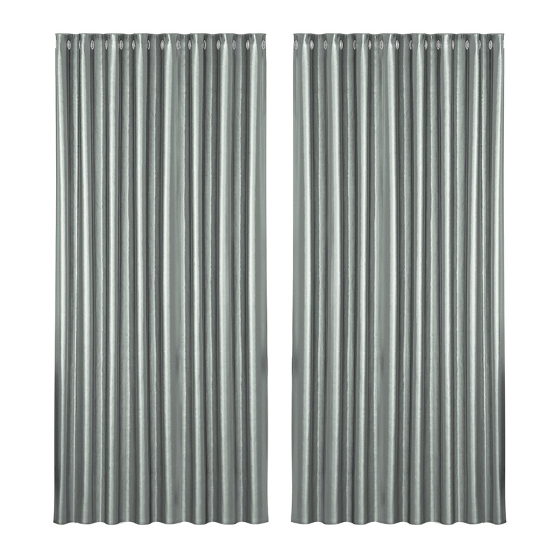 Artiss 2X Blockout Curtains Eyelet 300x230cm Grey Shine