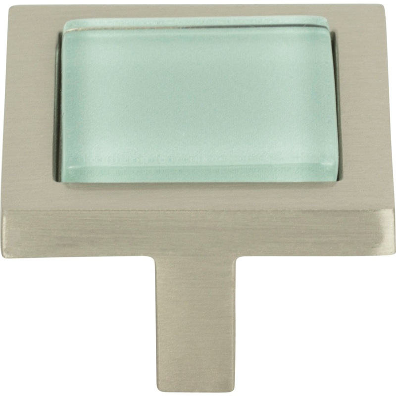 Atlas Homewares Spa Green Square Knob 1 3/8 Inch Brushed Nickel
