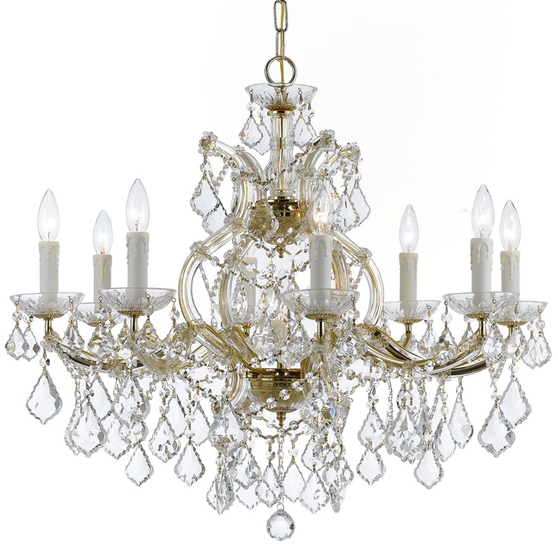 Crystorama 4408-GD-CL-MWP Maria Theresa Nine Light Chandelier Gold