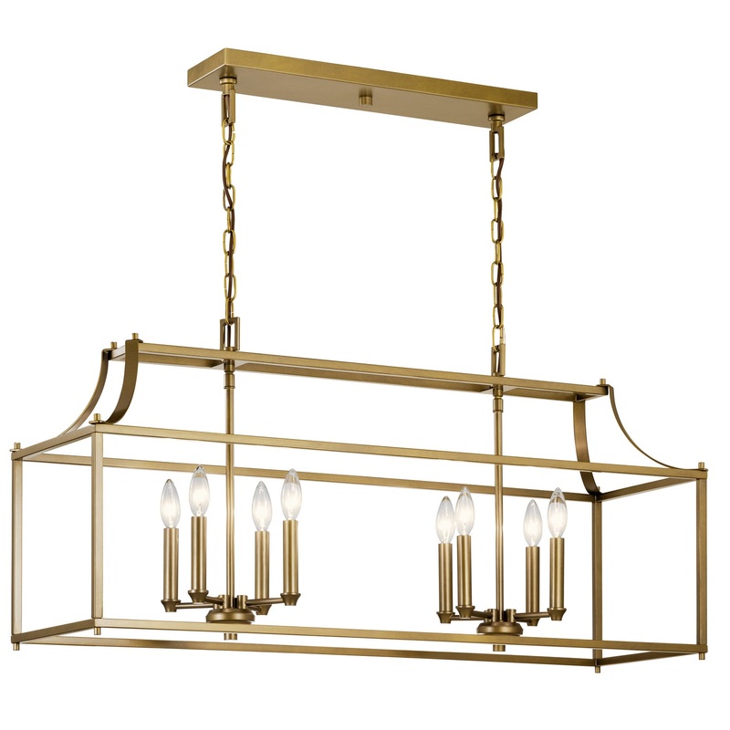 Kichler 42497NBR Eight Light Linear Chandelier, Natural Brass