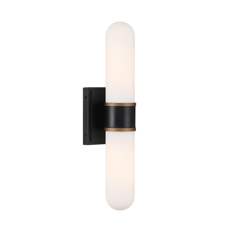 LED Wall Sconce from the Capsule Collection in Matte Black/Textured Gold Finish by Crystorama