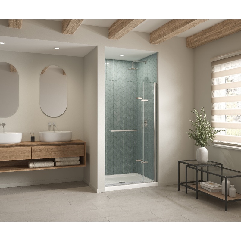 MAAX 410002-541-001-000 B3Round 4834 Acrylic Alcove Shower Base in White with Anti-slip Bottom with Center Drain